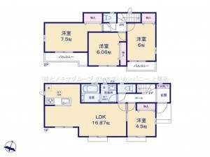 桶川市坂田東、新築一戸建ての間取り画像です