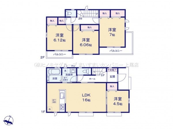 桶川市坂田東、新築一戸建ての間取り画像です