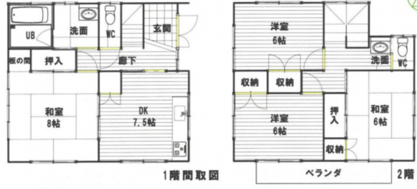 上尾市愛宕、中古一戸建ての間取り画像です