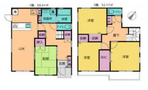 桶川市大字加納、中古一戸建ての間取り画像です