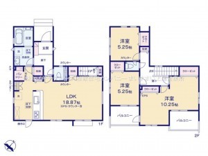 桶川市北、新築一戸建ての間取り画像です