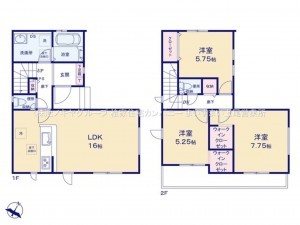 桶川市大字下日出谷、新築一戸建ての間取り画像です
