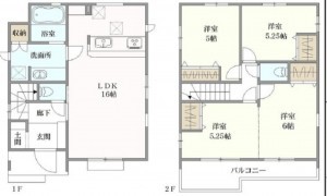 桶川市大字坂田、新築一戸建ての間取り画像です