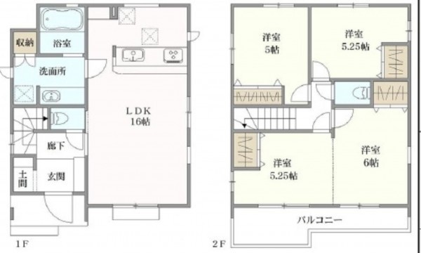 桶川市大字坂田、新築一戸建ての間取り画像です