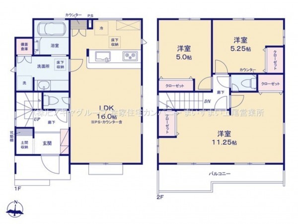 桶川市大字坂田、新築一戸建ての間取り画像です