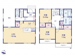 上尾市二ツ宮、新築一戸建ての間取り画像です