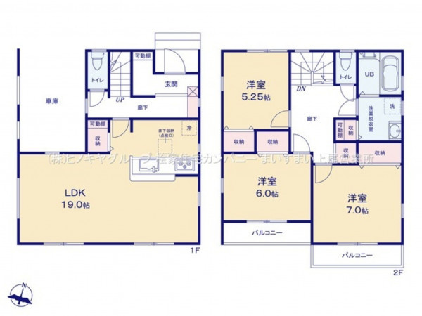 上尾市二ツ宮、新築一戸建ての間取り画像です