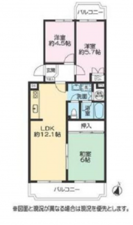 上尾市西宮下、マンションの間取り画像です