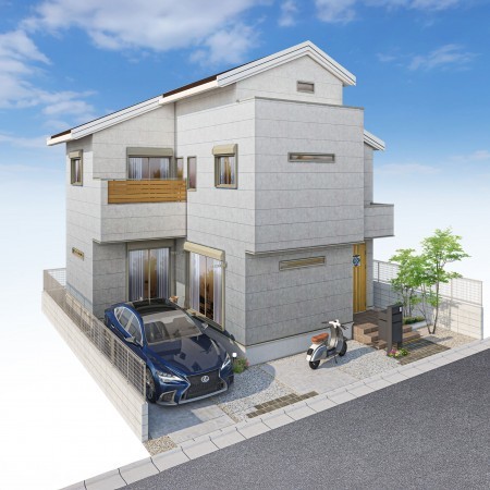 所沢市北秋津、新築一戸建ての完成予想図（外観）画像です