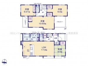 桶川市末広、新築一戸建ての間取り画像です