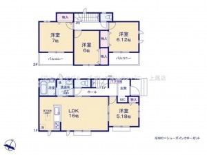 上尾市大字上尾村、新築一戸建ての間取り画像です