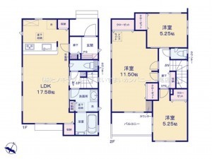 上尾市大字上、新築一戸建ての間取り画像です
