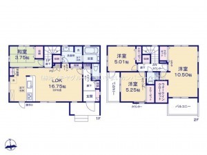 上尾市大字瓦葺、新築一戸建ての間取り画像です