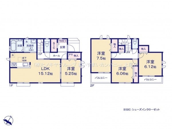 上尾市緑丘、新築一戸建ての間取り画像です