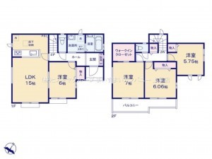 上尾市緑丘、新築一戸建ての間取り画像です