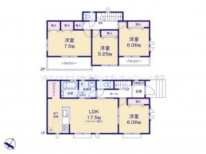 上尾市緑丘、新築一戸建ての間取り画像です