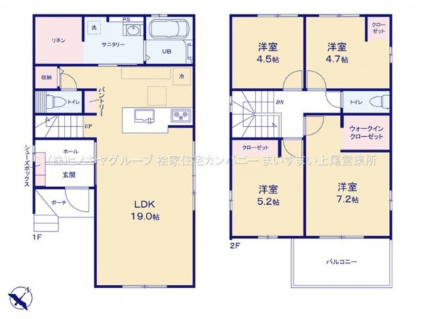 上尾市浅間台、新築一戸建ての間取り画像です