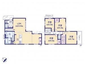 上尾市二ツ宮、新築一戸建ての間取り画像です