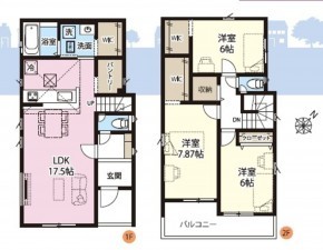 上尾市大字上尾下、新築一戸建ての間取り画像です