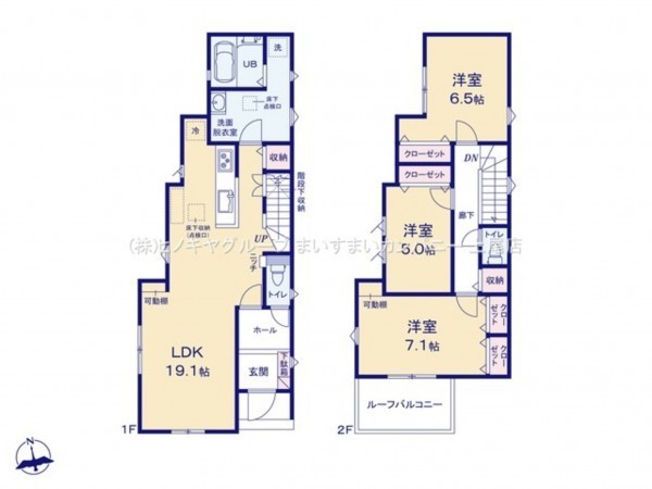 上尾市大字瓦葺、新築一戸建ての間取り画像です