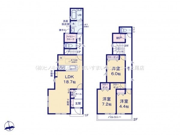 上尾市大字瓦葺、新築一戸建ての間取り画像です