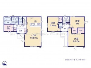 桶川市大字下日出谷、新築一戸建ての間取り画像です