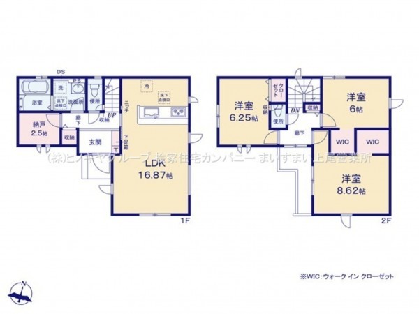 桶川市大字下日出谷、新築一戸建ての間取り画像です