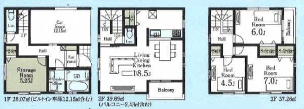 上尾市本町、新築一戸建ての間取り画像です