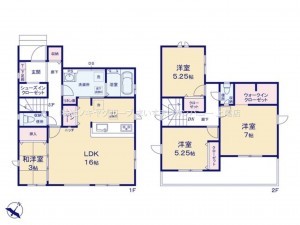 上尾市大字上、新築一戸建ての間取り画像です