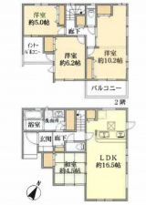 桶川市末広、新築一戸建ての間取り画像です