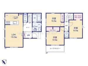 上尾市西宮下、新築一戸建ての間取り画像です