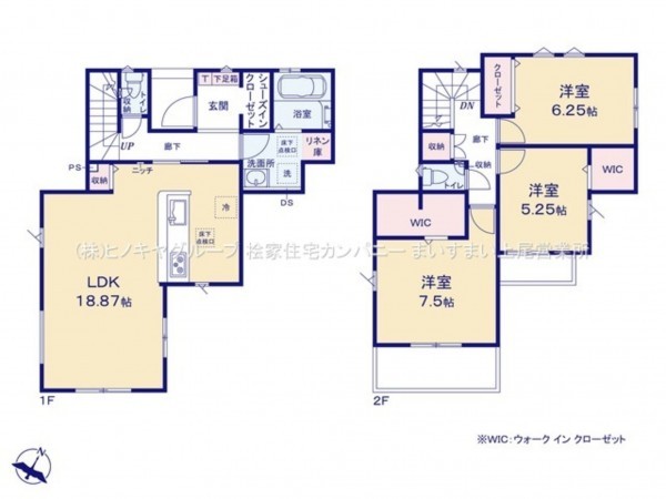 桶川市寿、新築一戸建ての間取り画像です