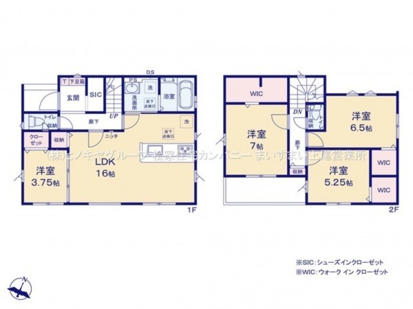 桶川市寿、新築一戸建ての間取り画像です