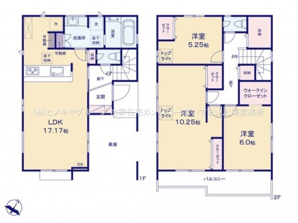 桶川市東、新築一戸建ての間取り画像です