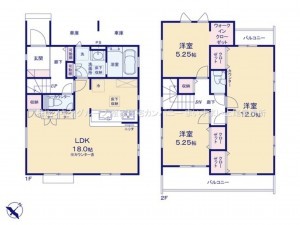 上尾市本町、新築一戸建ての間取り画像です