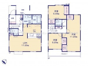 上尾市本町、新築一戸建ての間取り画像です