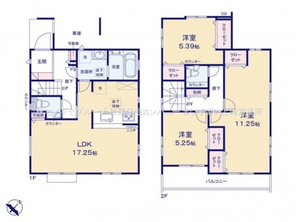 上尾市本町、新築一戸建ての間取り画像です