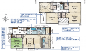 上尾市大字瓦葺、新築一戸建ての間取り画像です