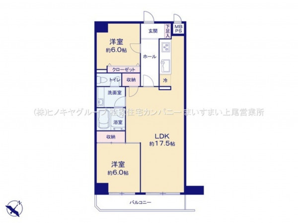上尾市大字上尾下、マンションの間取り画像です