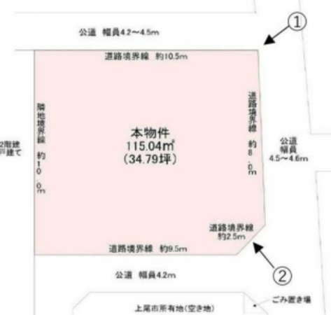 上尾市大字大谷本郷、土地の間取り画像です