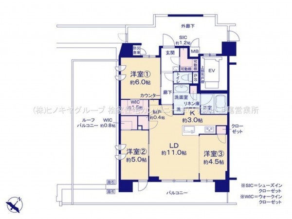 上尾市大字中妻、マンションの間取り画像です