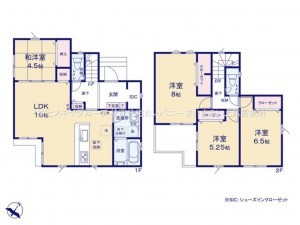 上尾市大字上、新築一戸建ての間取り画像です