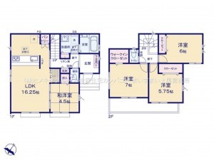 上尾市大字上、新築一戸建ての間取り画像です