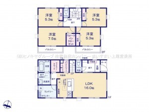 上尾市大字小泉、新築一戸建ての間取り画像です