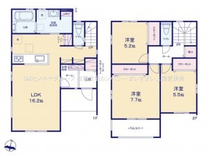 桶川市坂田東、新築一戸建ての間取り画像です