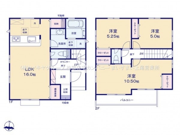 桶川市大字坂田、新築一戸建ての間取り画像です