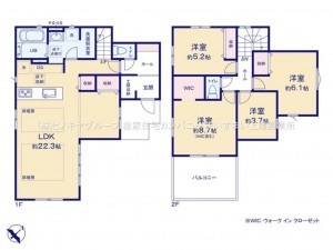 上尾市西宮下、新築一戸建ての間取り画像です