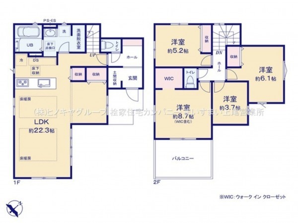 上尾市西宮下、新築一戸建ての間取り画像です