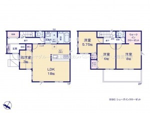 桶川市大字上日出谷、新築一戸建ての間取り画像です
