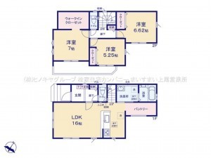 桶川市大字上日出谷、新築一戸建ての間取り画像です